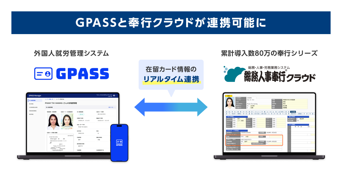 累計80万導入の奉行シリーズに、GPASSが外国人就労管理システムとして初連携サムネイル画像