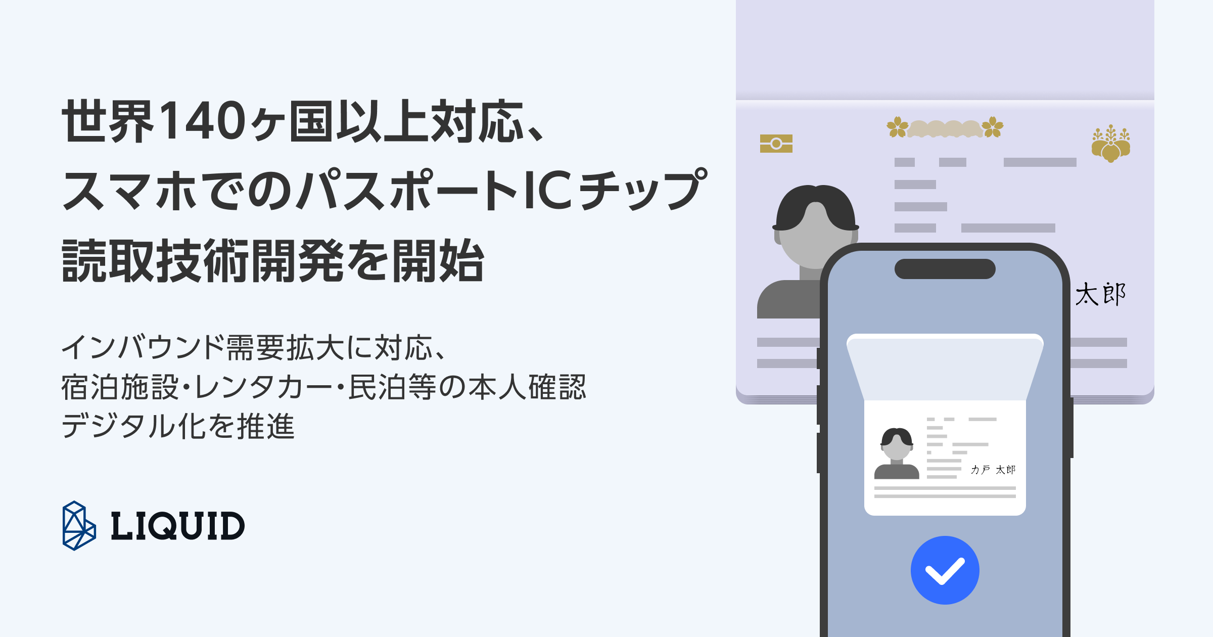 株式会社Liquid 世界140ヶ国以上対応、スマホでのパスポートICチップ読取技術開発を開始サムネイル画像