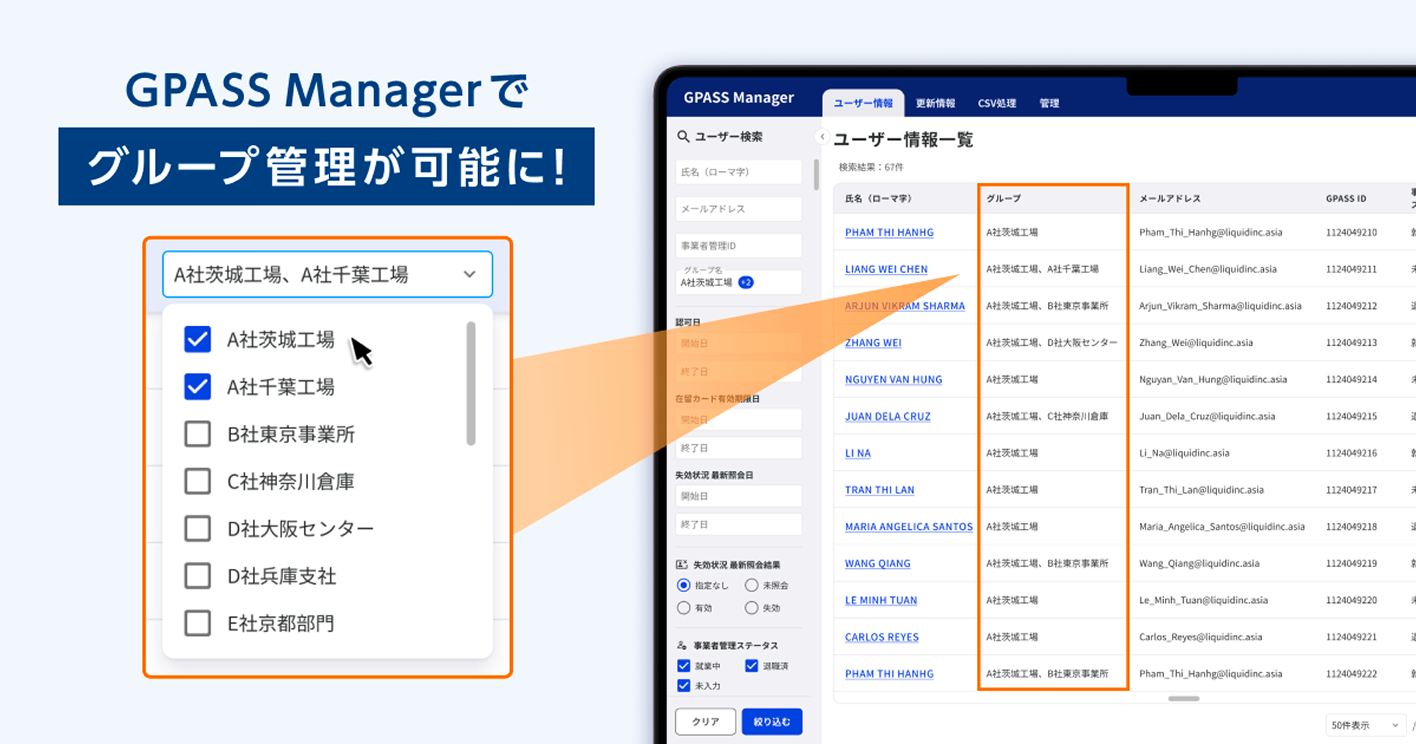 《 在留資格の管理を自動化し、複数の受入企業へリアルタイム連携 》